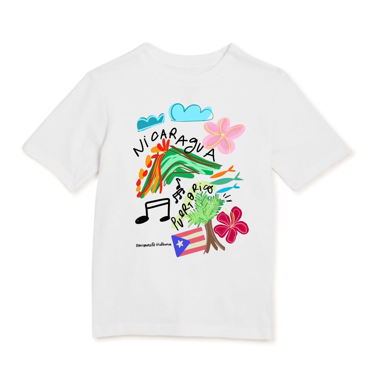 Kids Nicaragua & PR heritage basic white T-shirt (unisex)