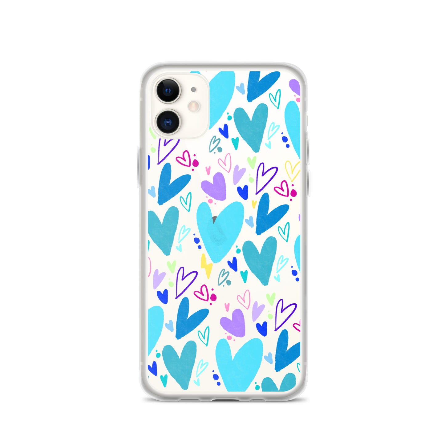 Blue Hearts Clear iPhone Case