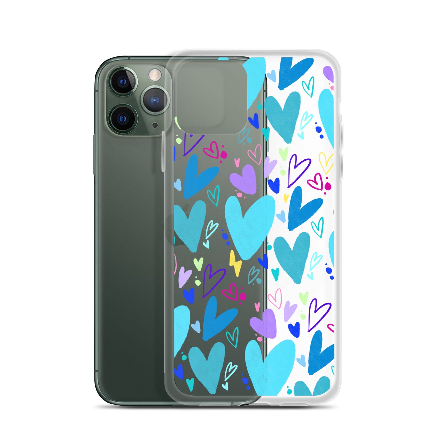 Blue Hearts Clear iPhone Case