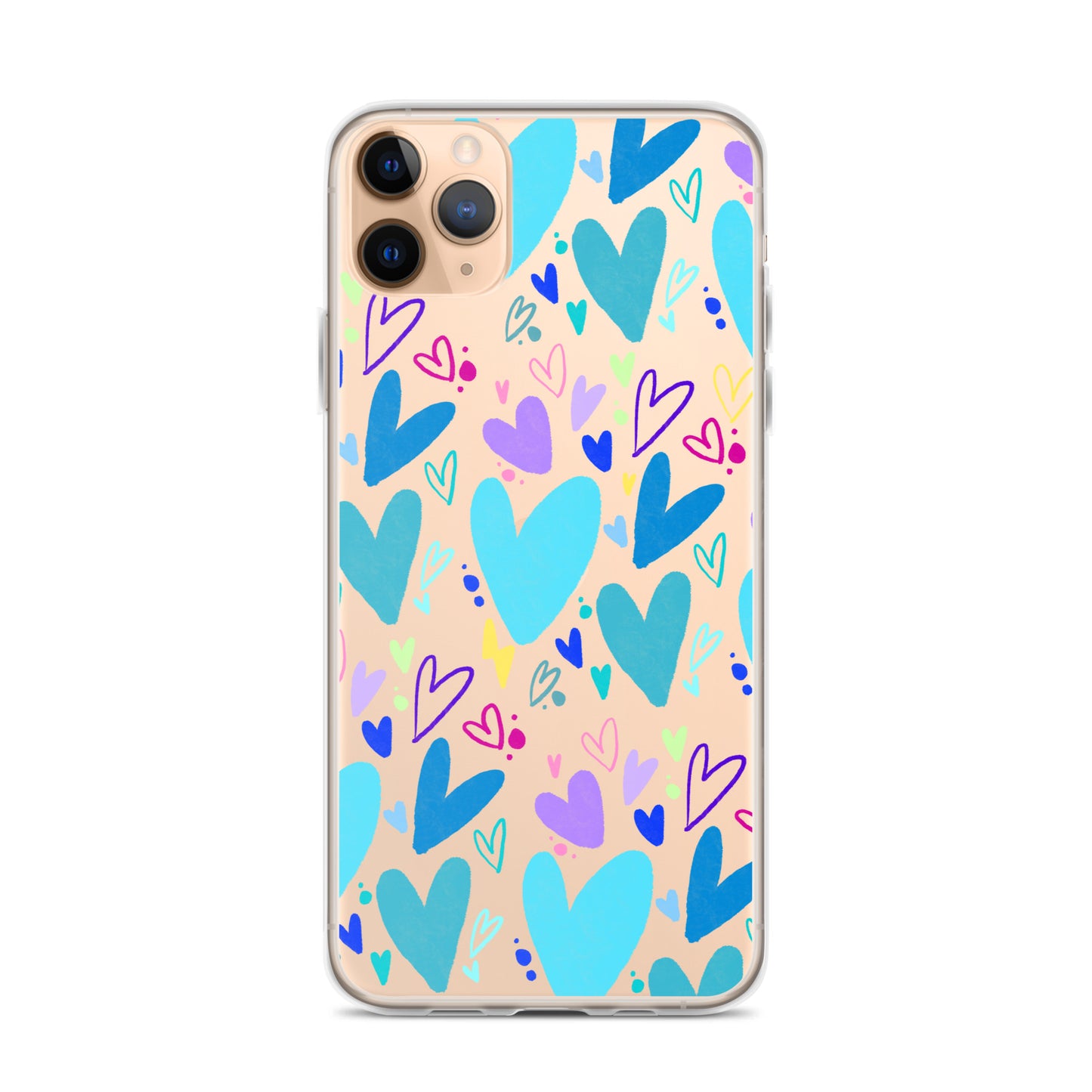 Blue Hearts Clear iPhone Case