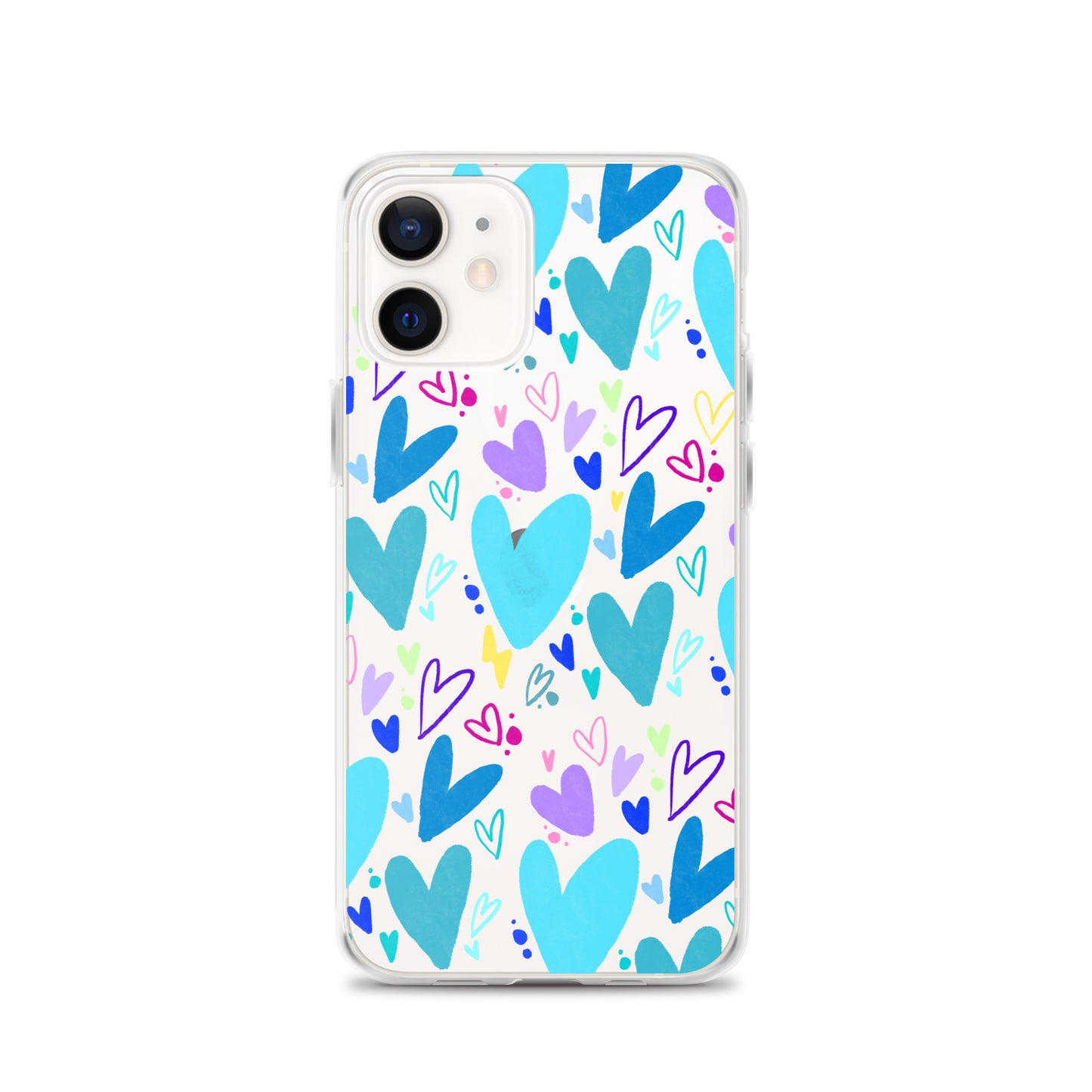 Blue Hearts Clear iPhone Case