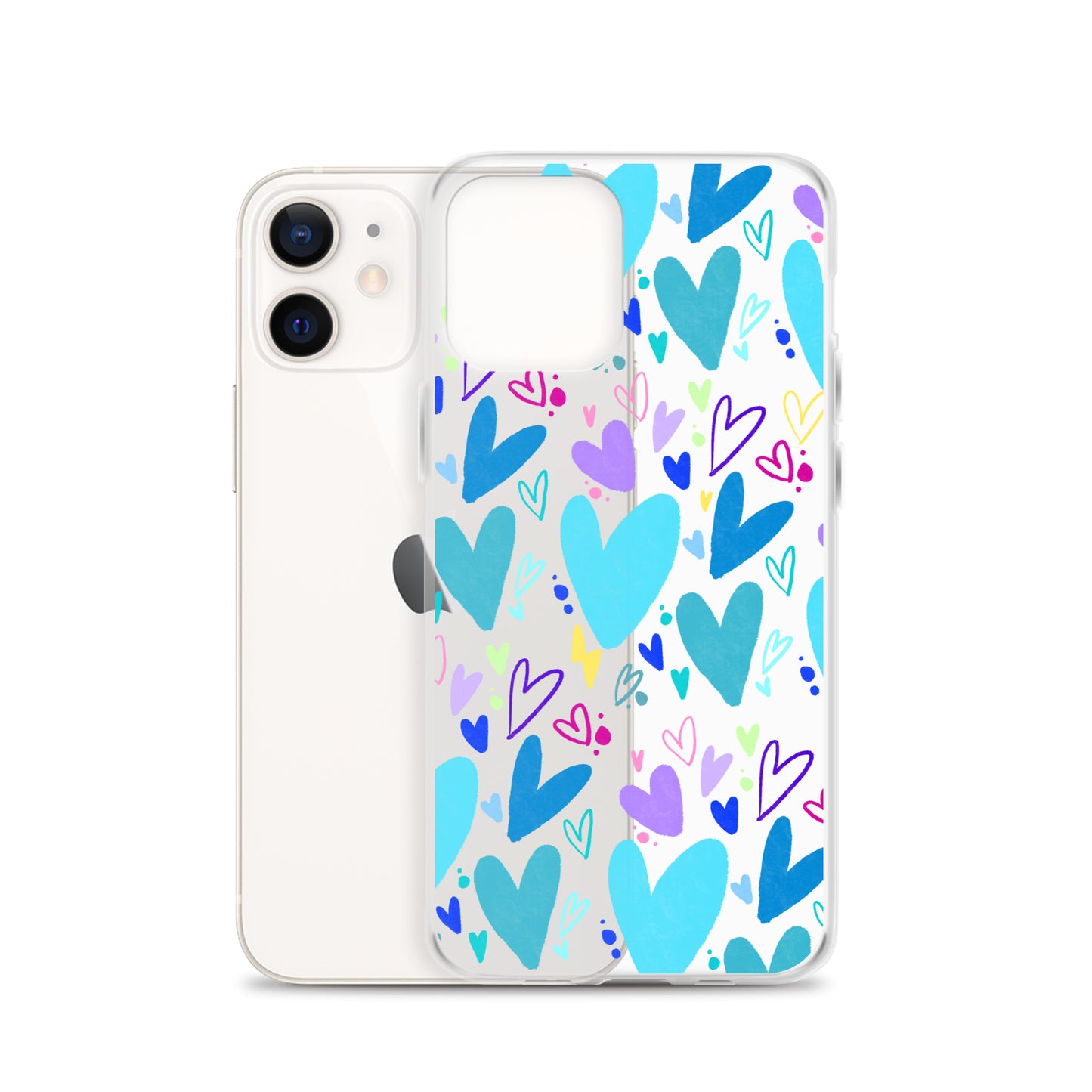 Blue Hearts Clear iPhone Case