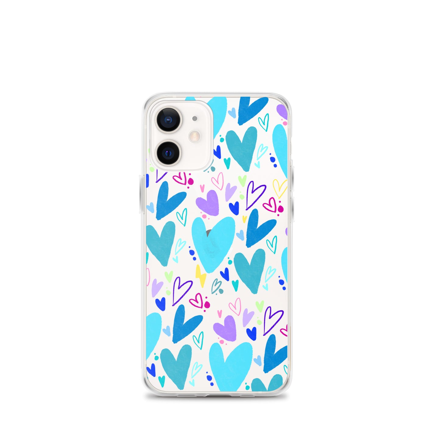 Blue Hearts Clear iPhone Case