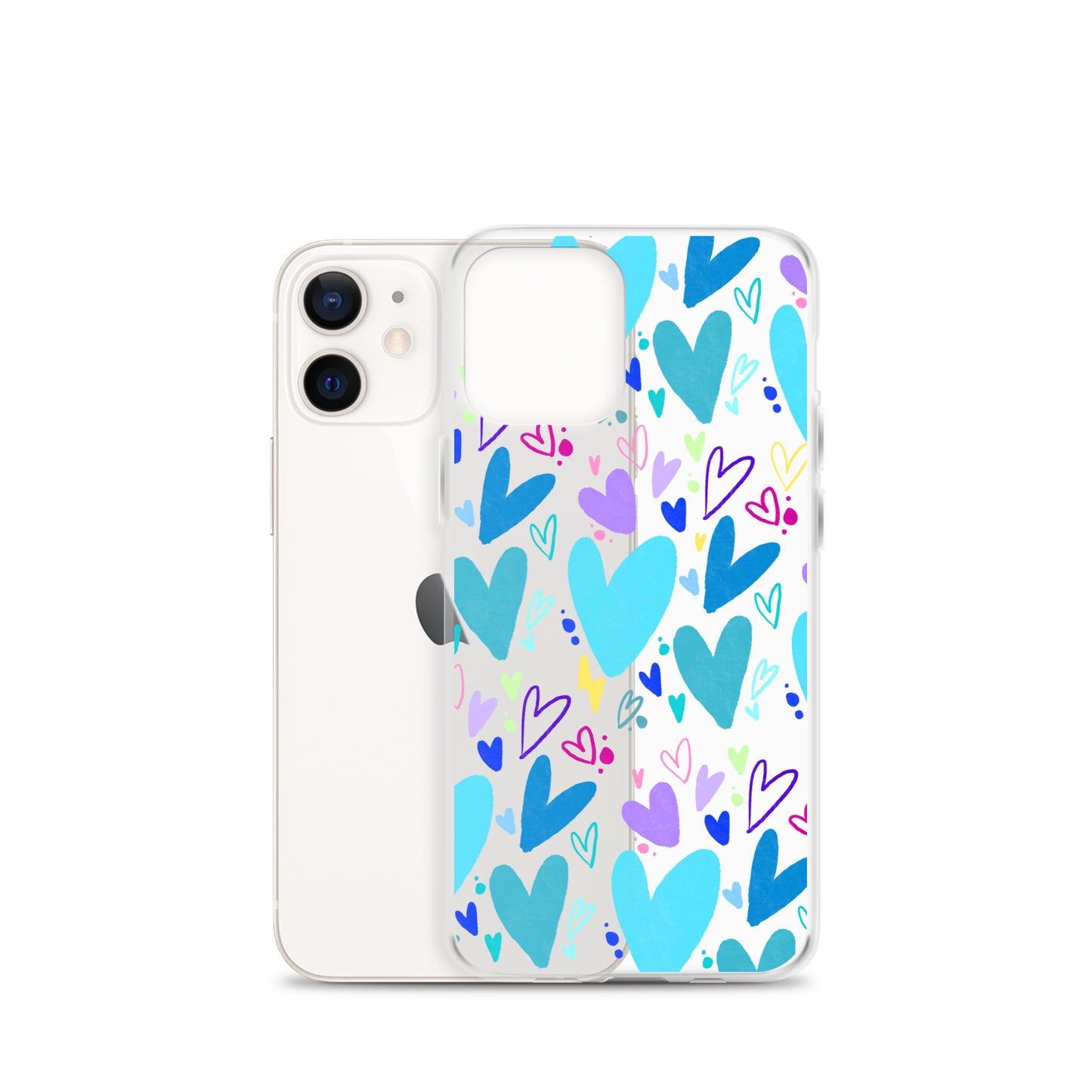 Blue Hearts Clear iPhone Case