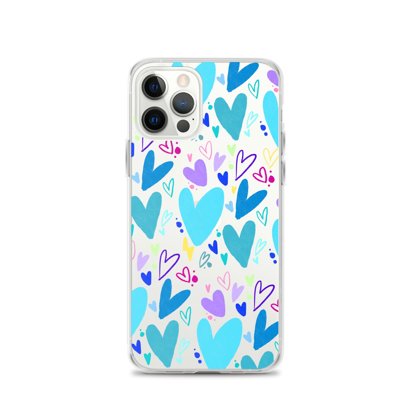 Blue Hearts Clear iPhone Case
