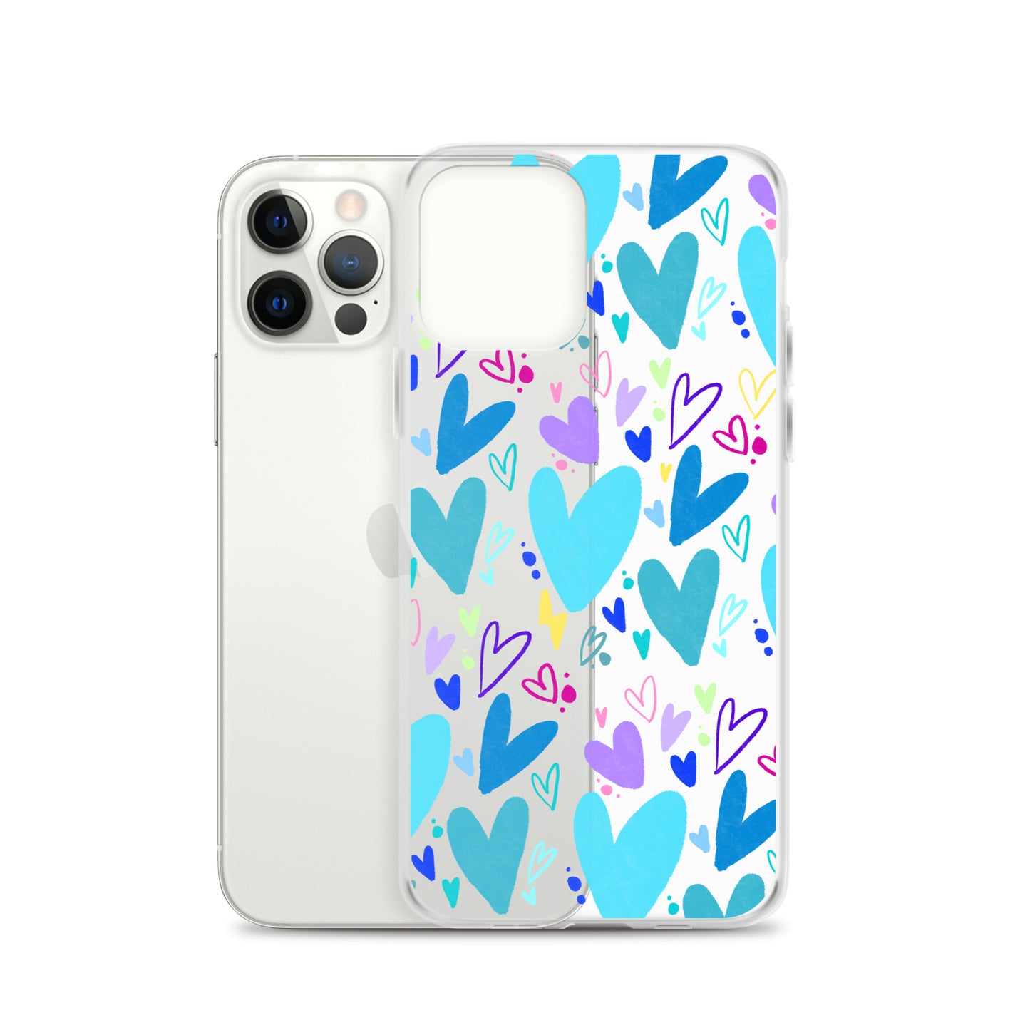 Blue Hearts Clear iPhone Case