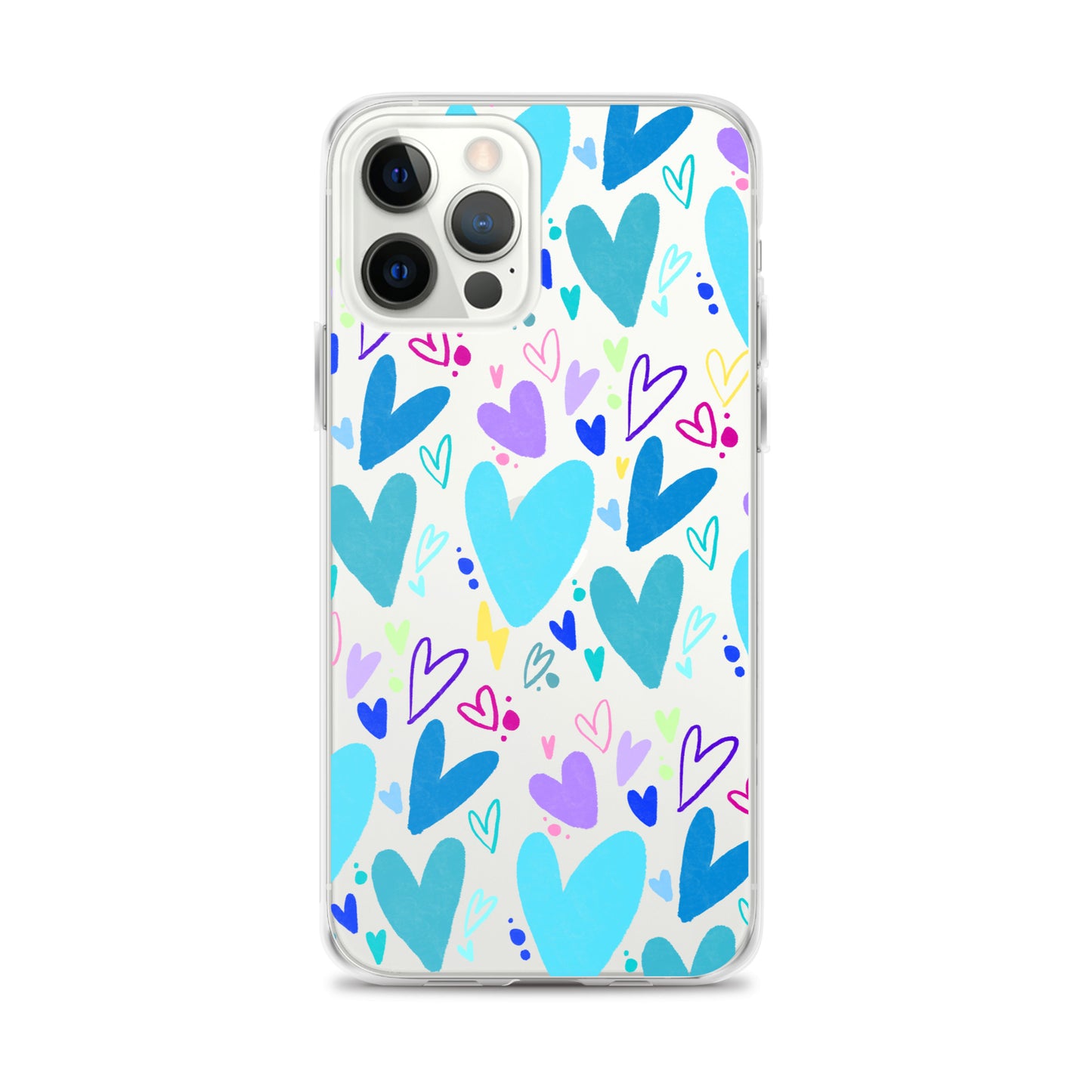 Blue Hearts Clear iPhone Case