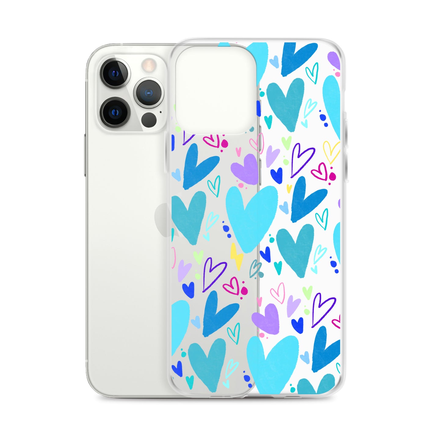 Blue Hearts Clear iPhone Case