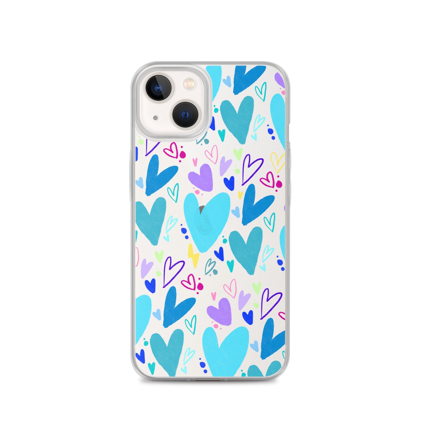 Blue Hearts Clear iPhone Case