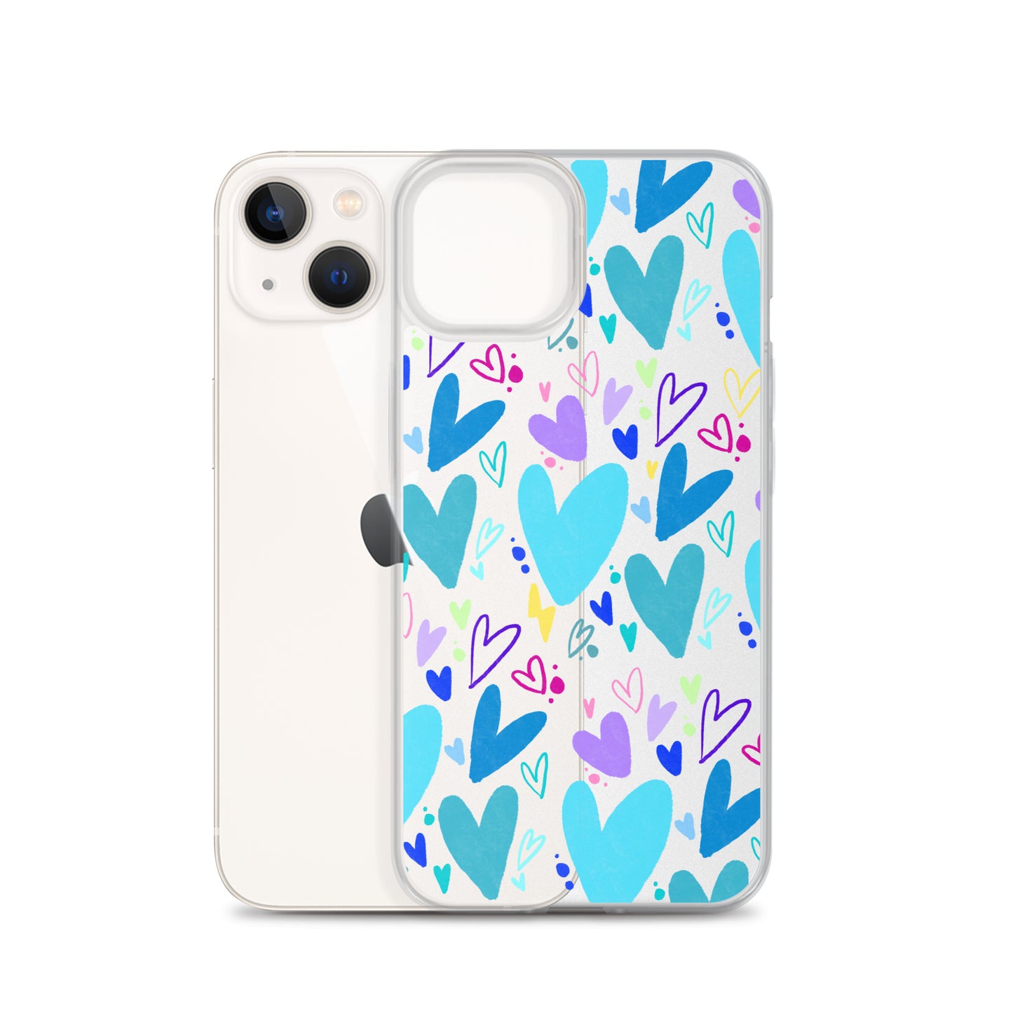 Blue Hearts Clear iPhone Case