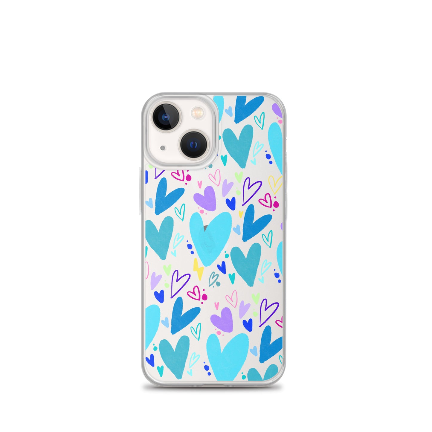 Blue Hearts Clear iPhone Case