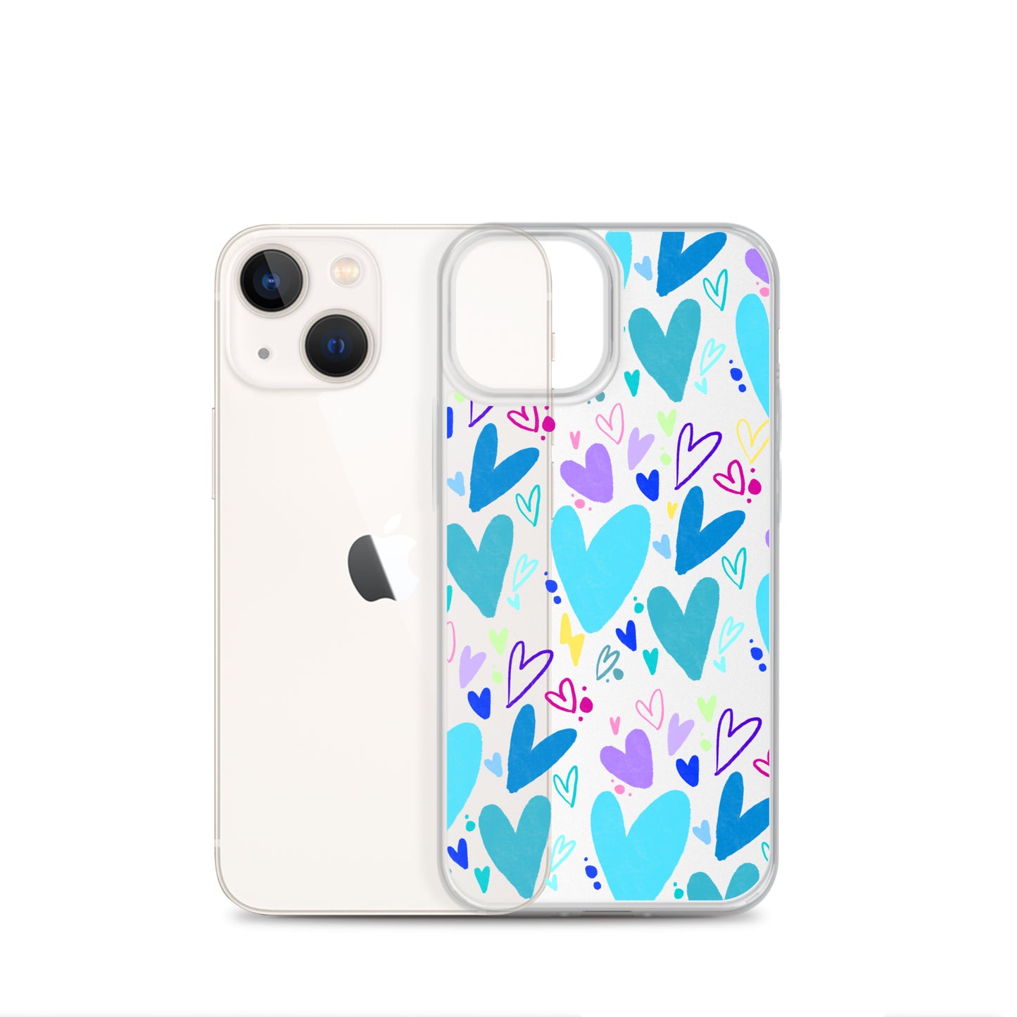 Blue Hearts Clear iPhone Case