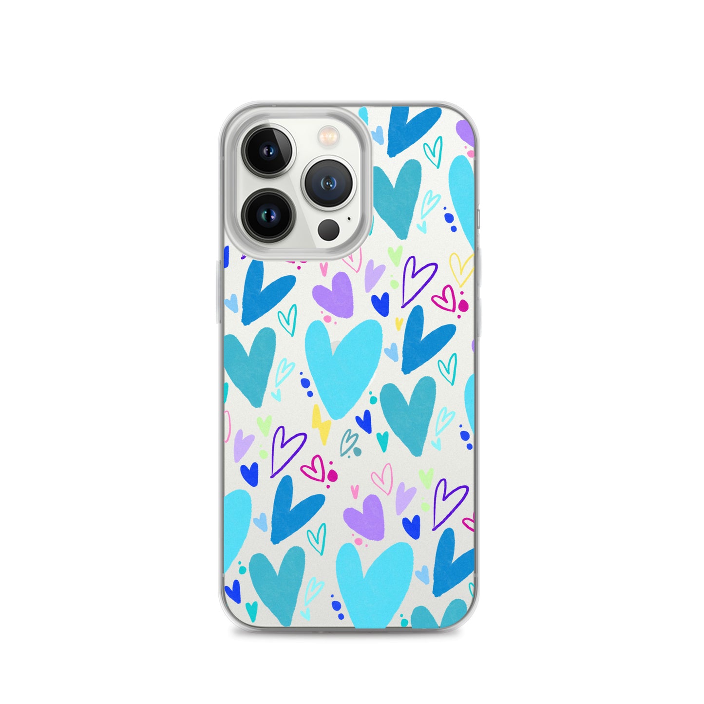 Blue Hearts Clear iPhone Case
