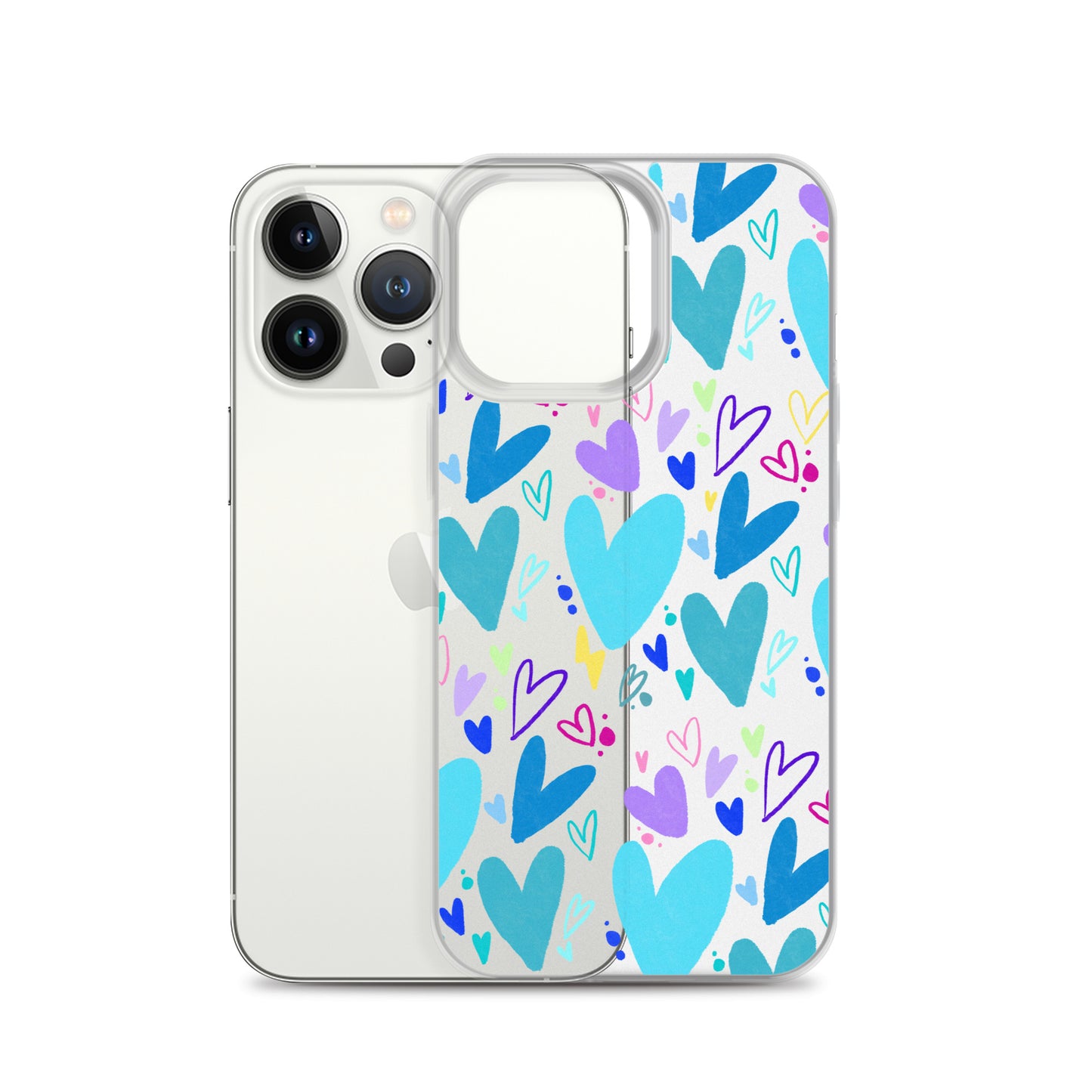 Blue Hearts Clear iPhone Case