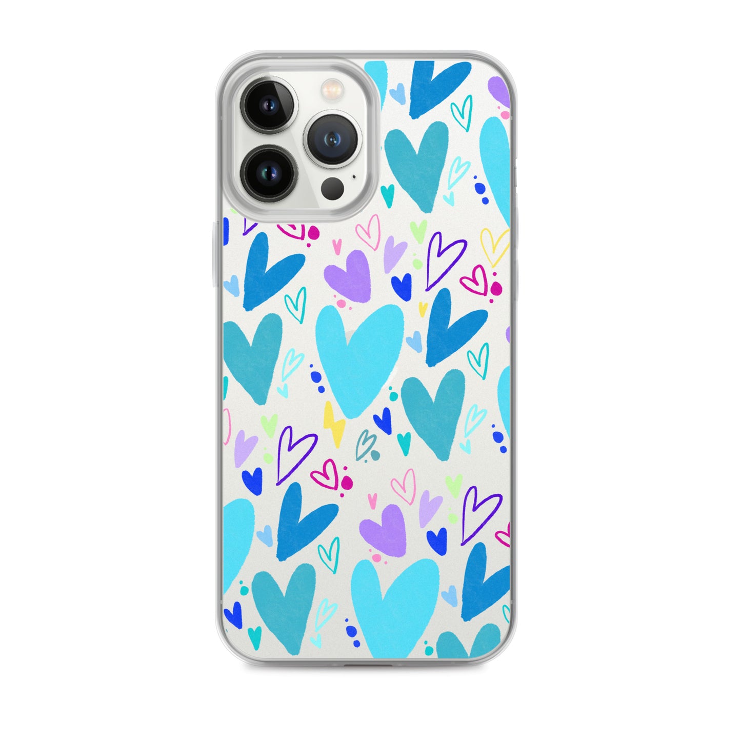 Blue Hearts Clear iPhone Case