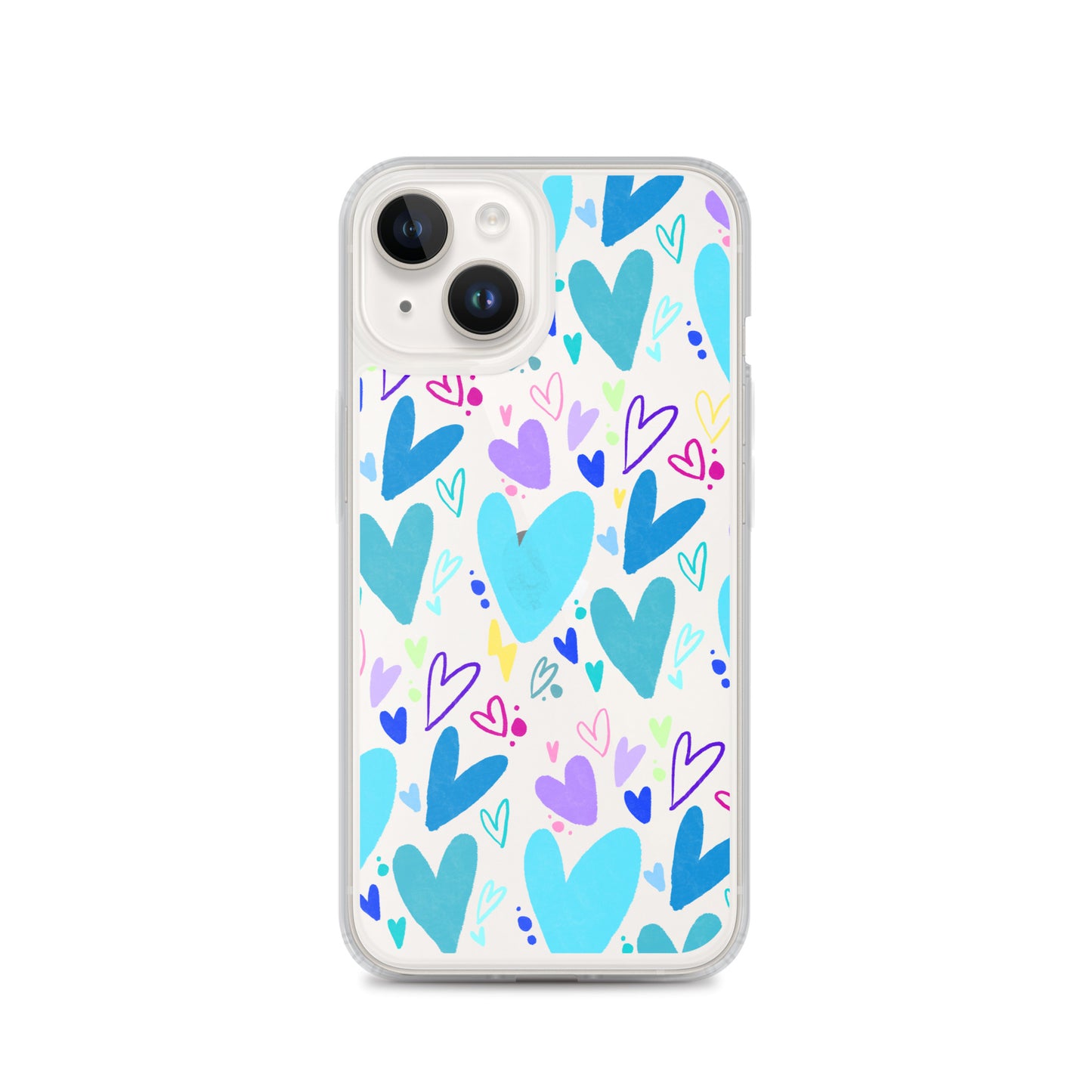 Blue Hearts Clear iPhone Case
