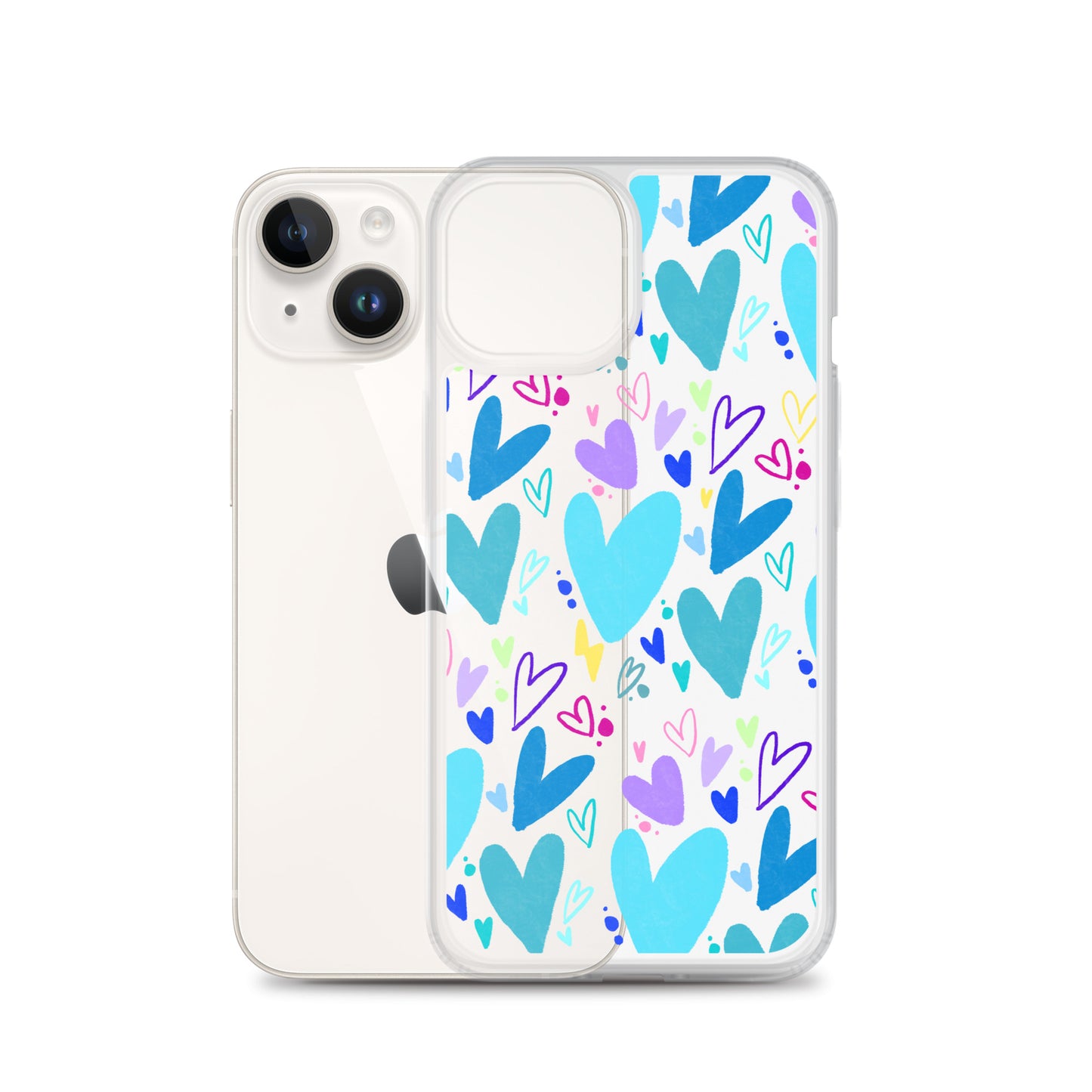 Blue Hearts Clear iPhone Case