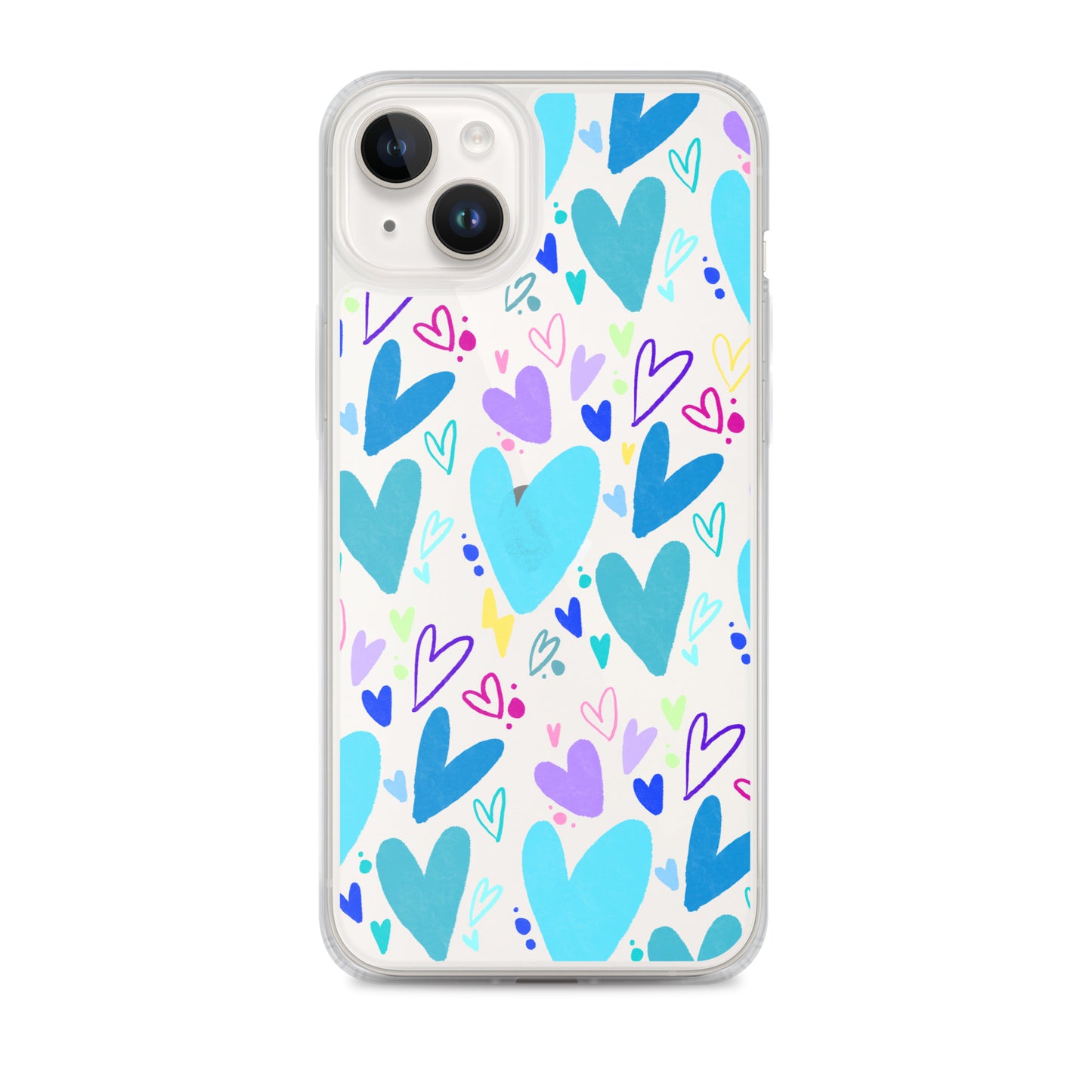 Blue Hearts Clear iPhone Case