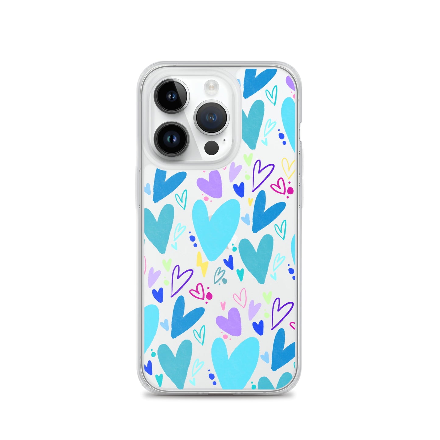 Blue Hearts Clear iPhone Case