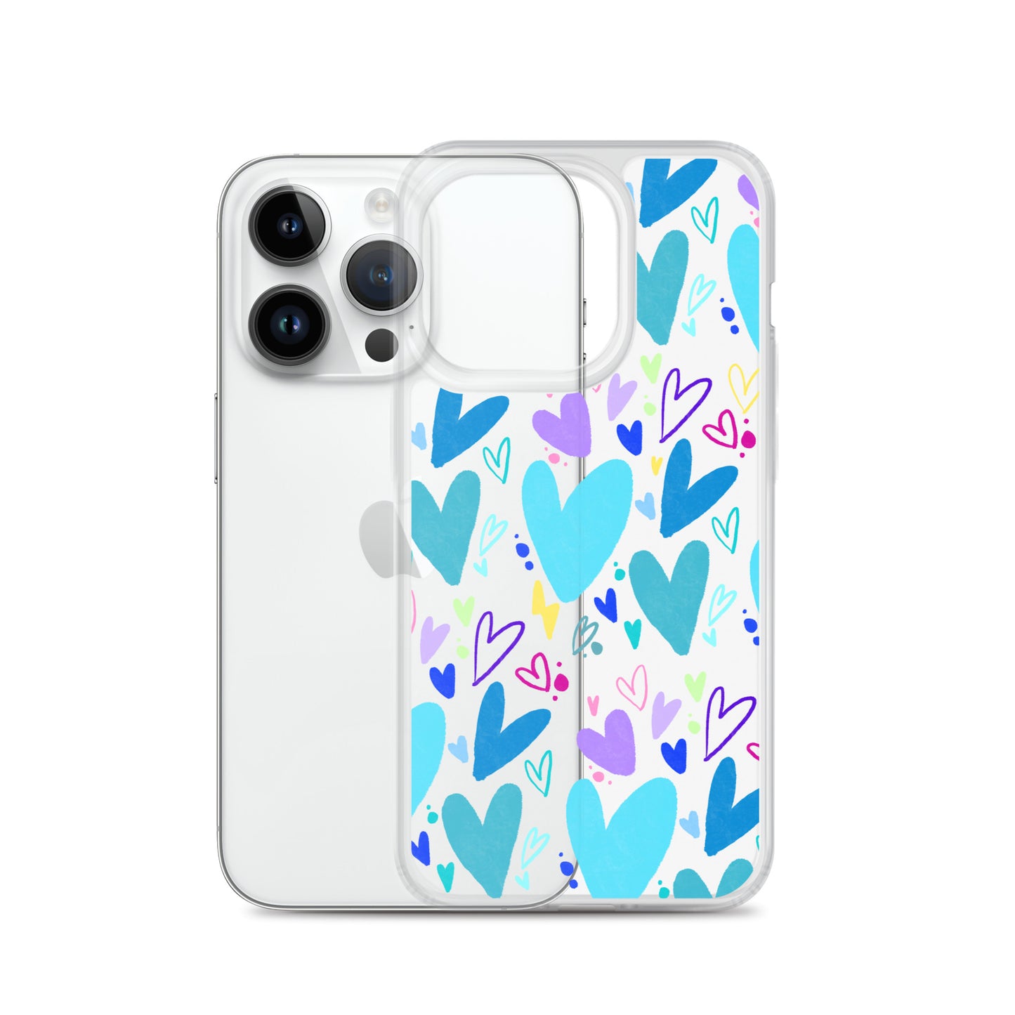 Blue Hearts Clear iPhone Case