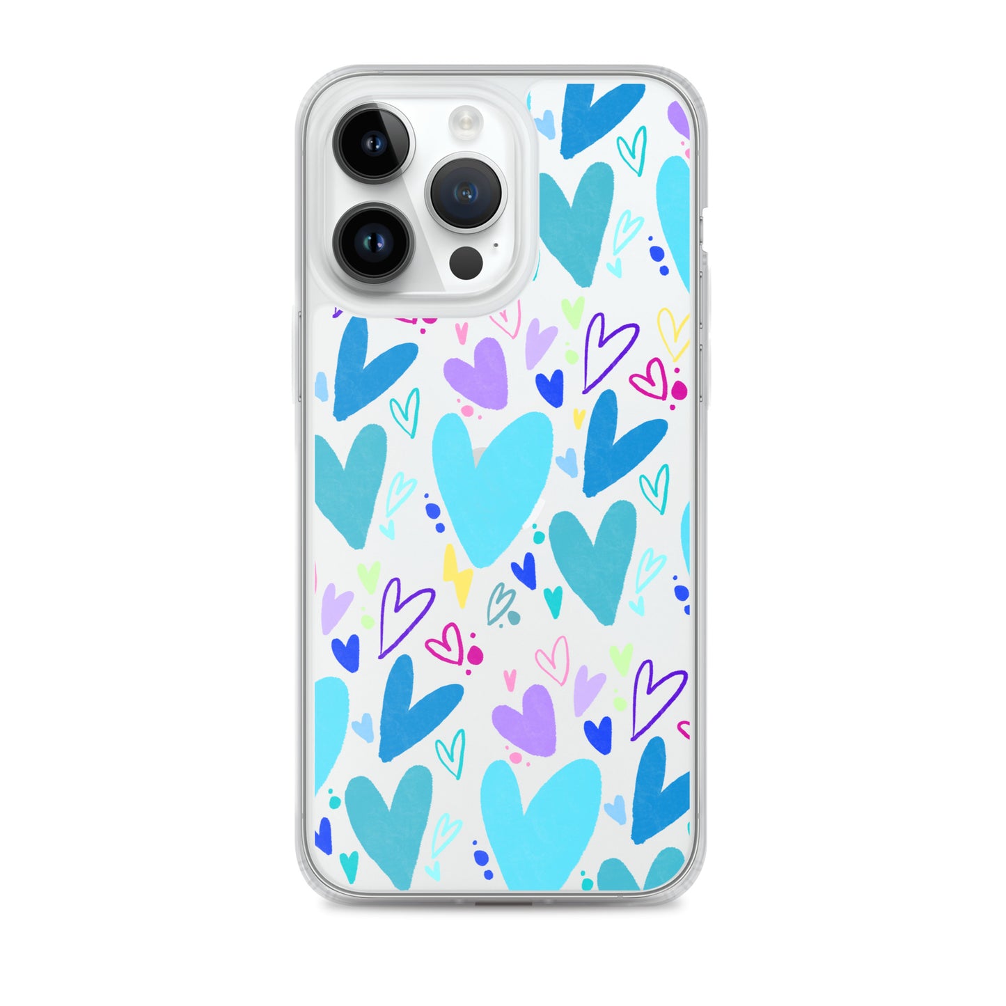 Blue Hearts Clear iPhone Case