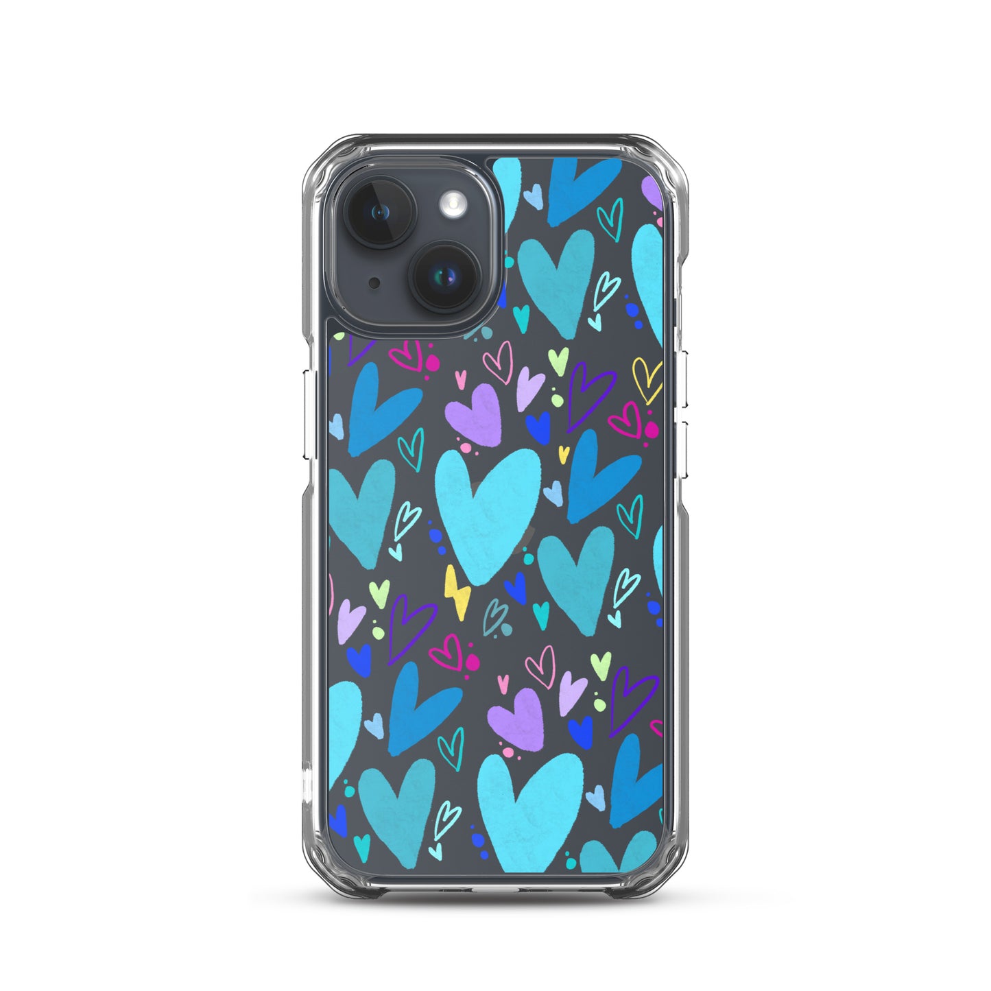 Blue Hearts Clear iPhone Case