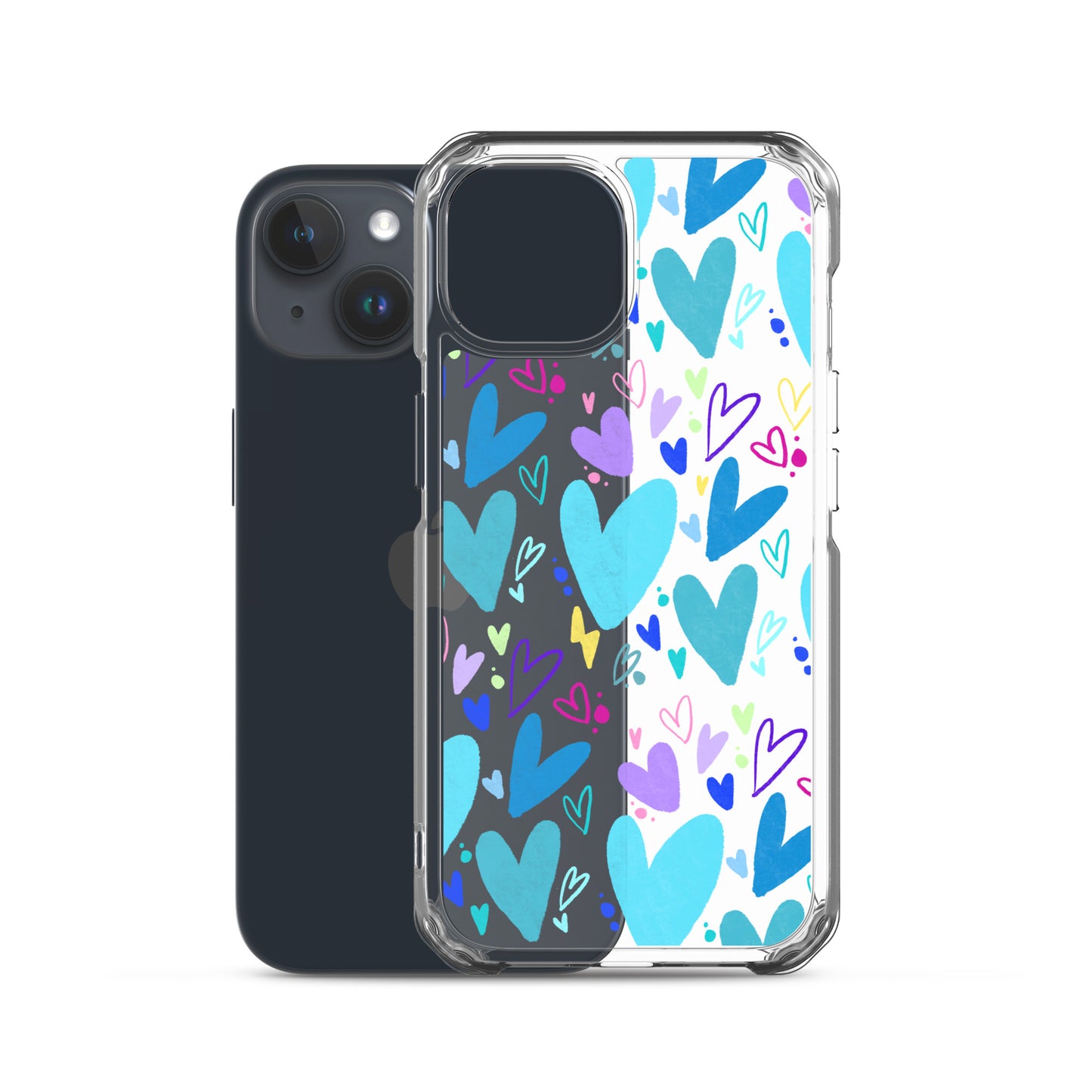 Blue Hearts Clear iPhone Case