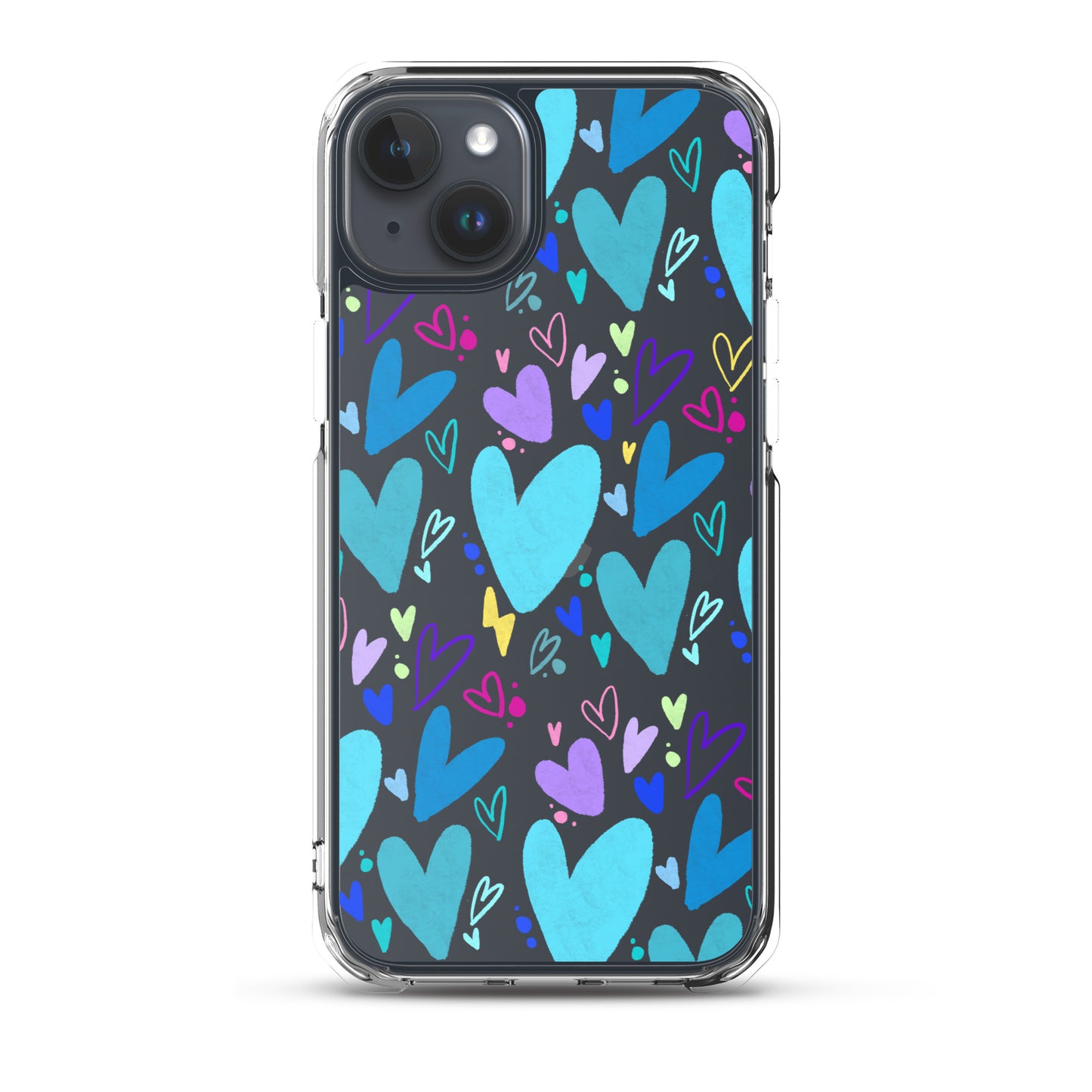 Blue Hearts Clear iPhone Case