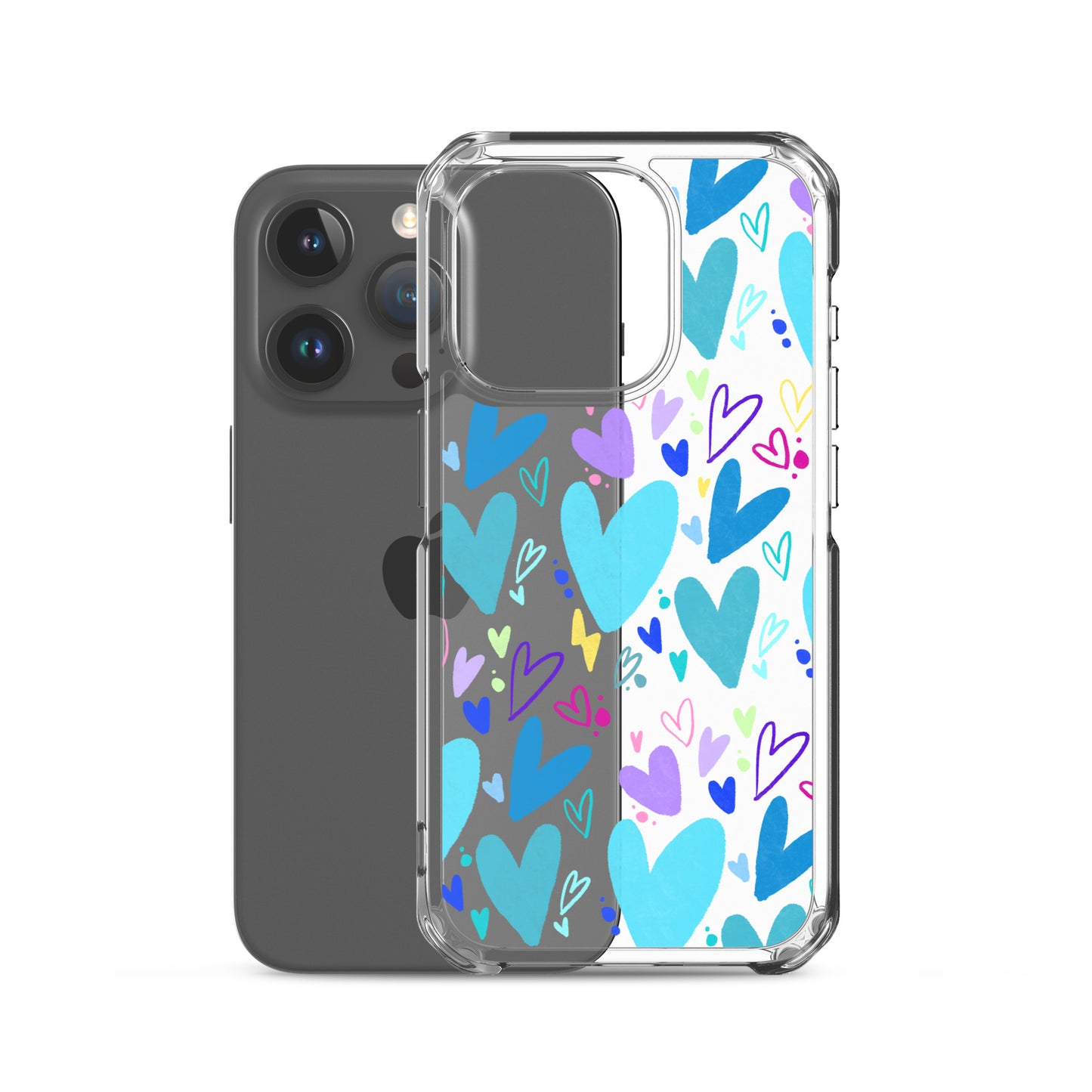 Blue Hearts Clear iPhone Case