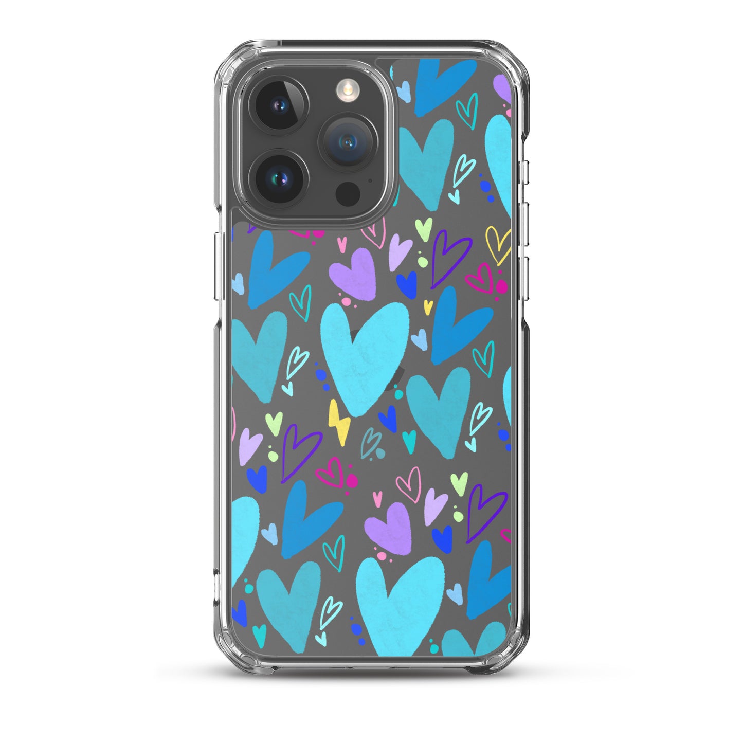 Blue Hearts Clear iPhone Case