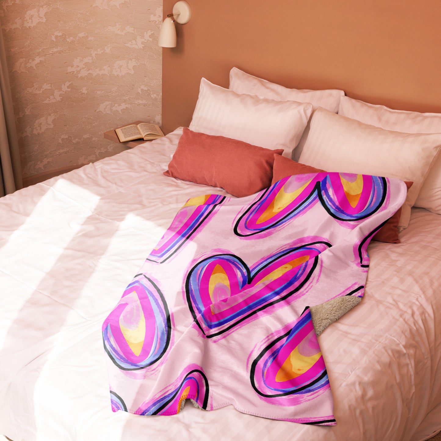 Sherpa blanket - pink and puple hearts