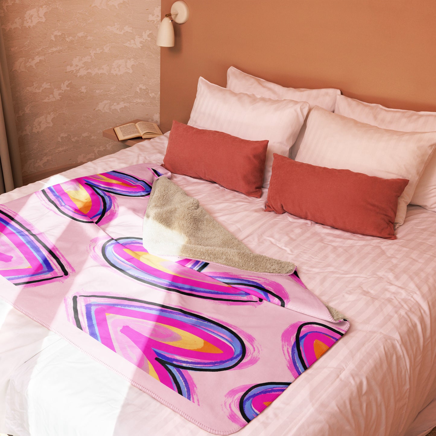 Sherpa blanket - pink and puple hearts