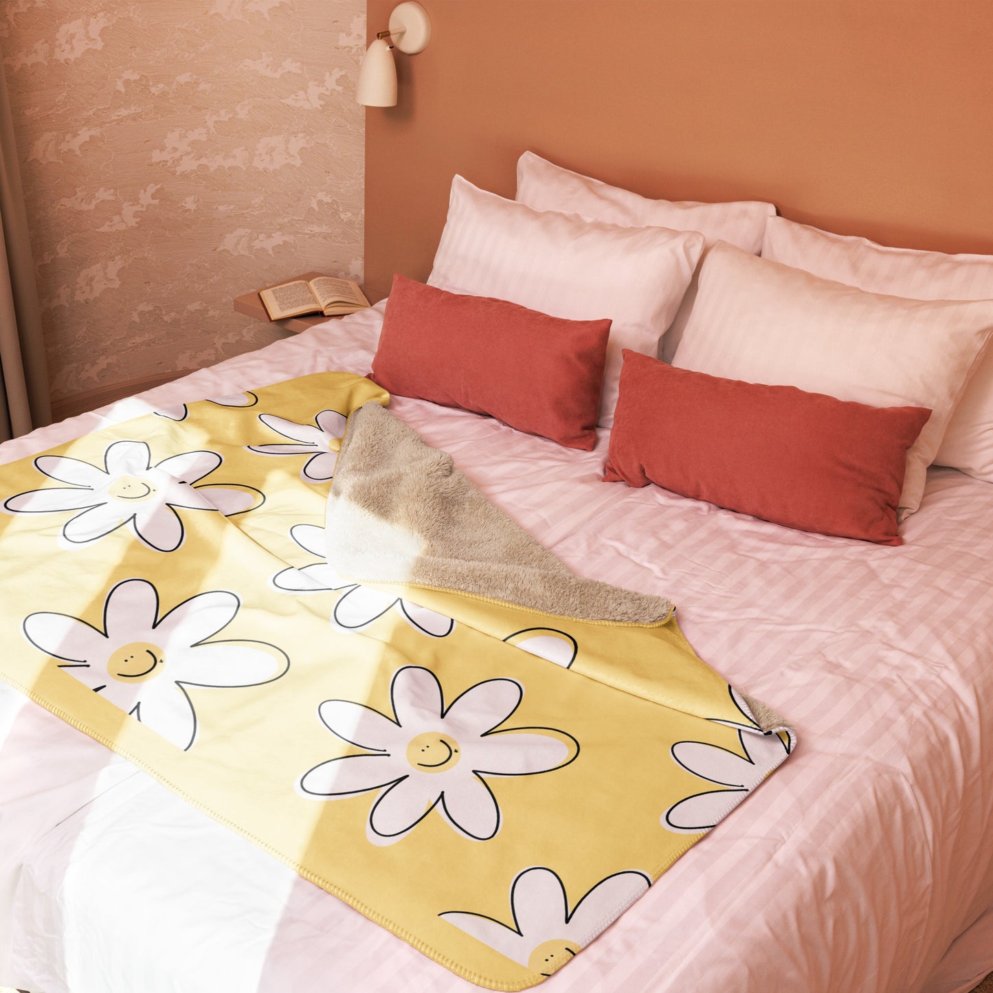 Sherpa blanket - Happy Flowers Yellow