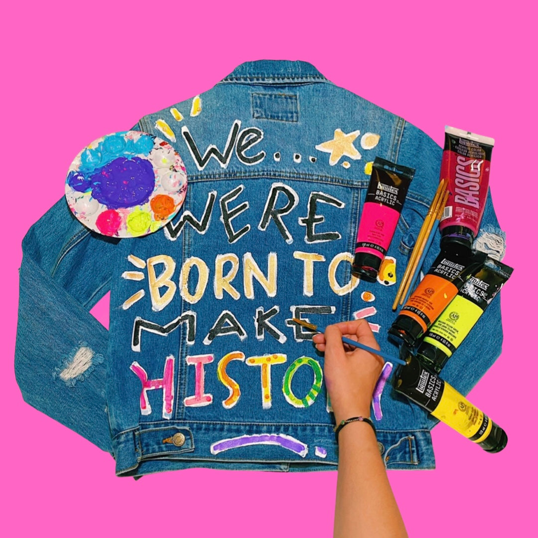 Adults customized, Hand-Painted Denim Jacket 🎨