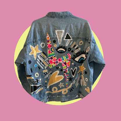 Adults customized, Hand-Painted Denim Jacket 🎨