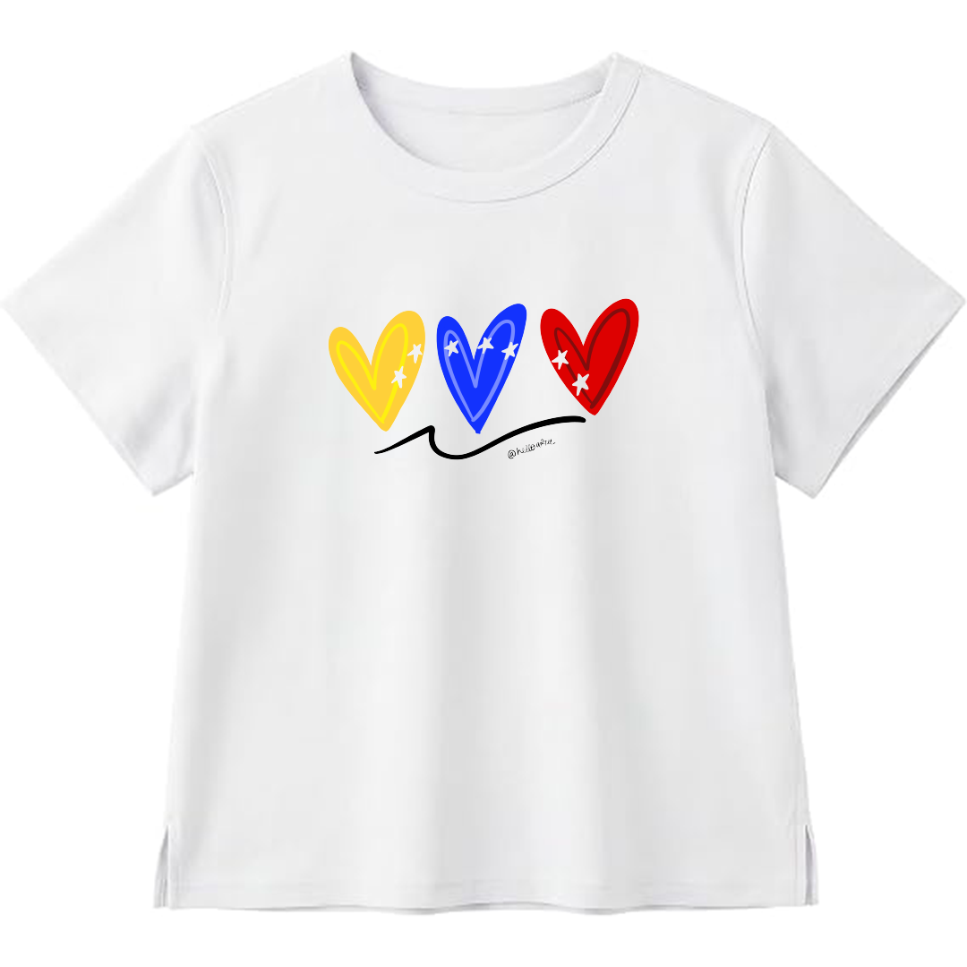 Hearts premium white cotton T-shirt Women