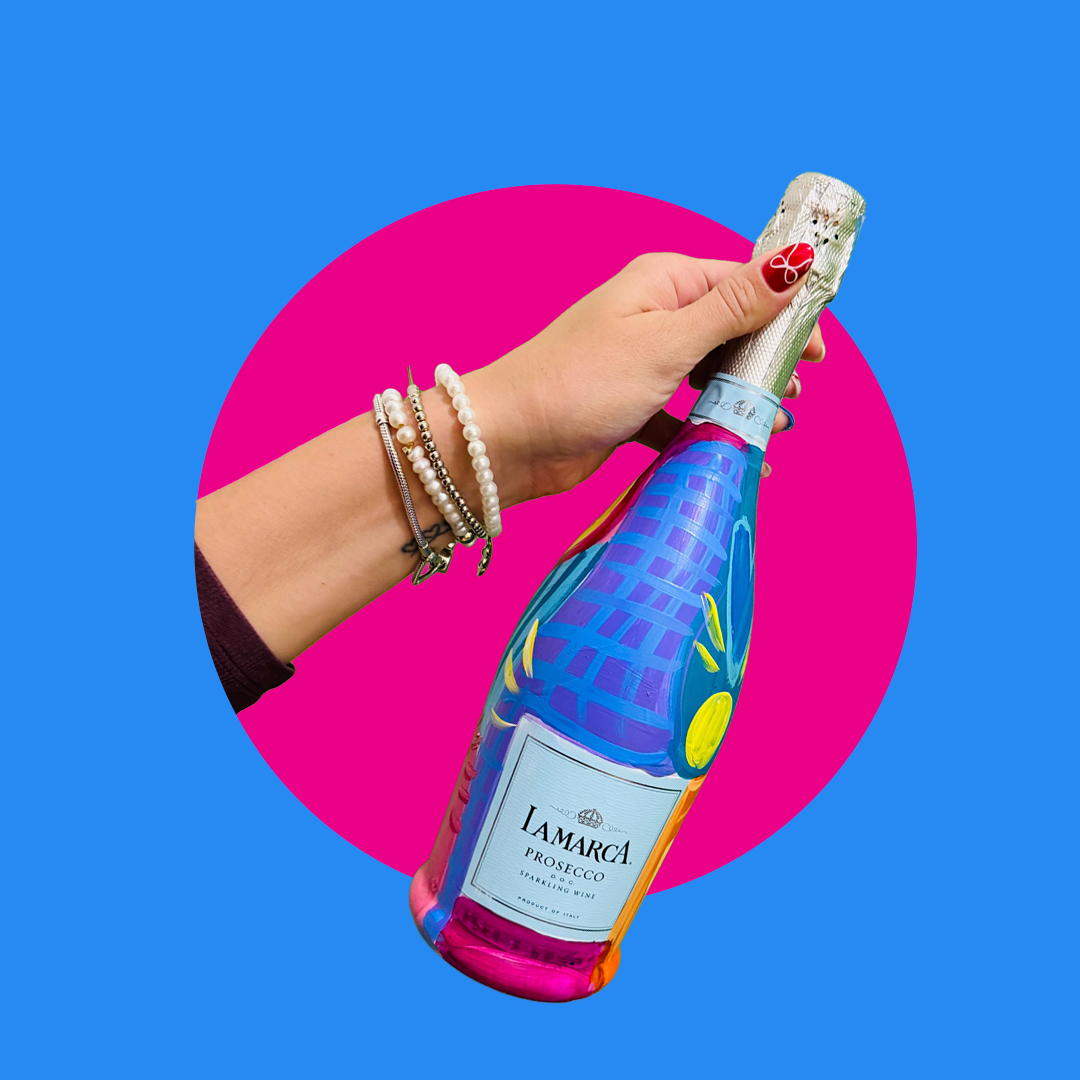 Painted Prosecco bottle