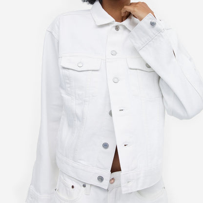 Custom hand painted white denim jacket