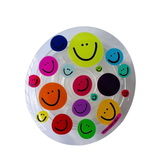 Colorful happy faces round shaped popsocket