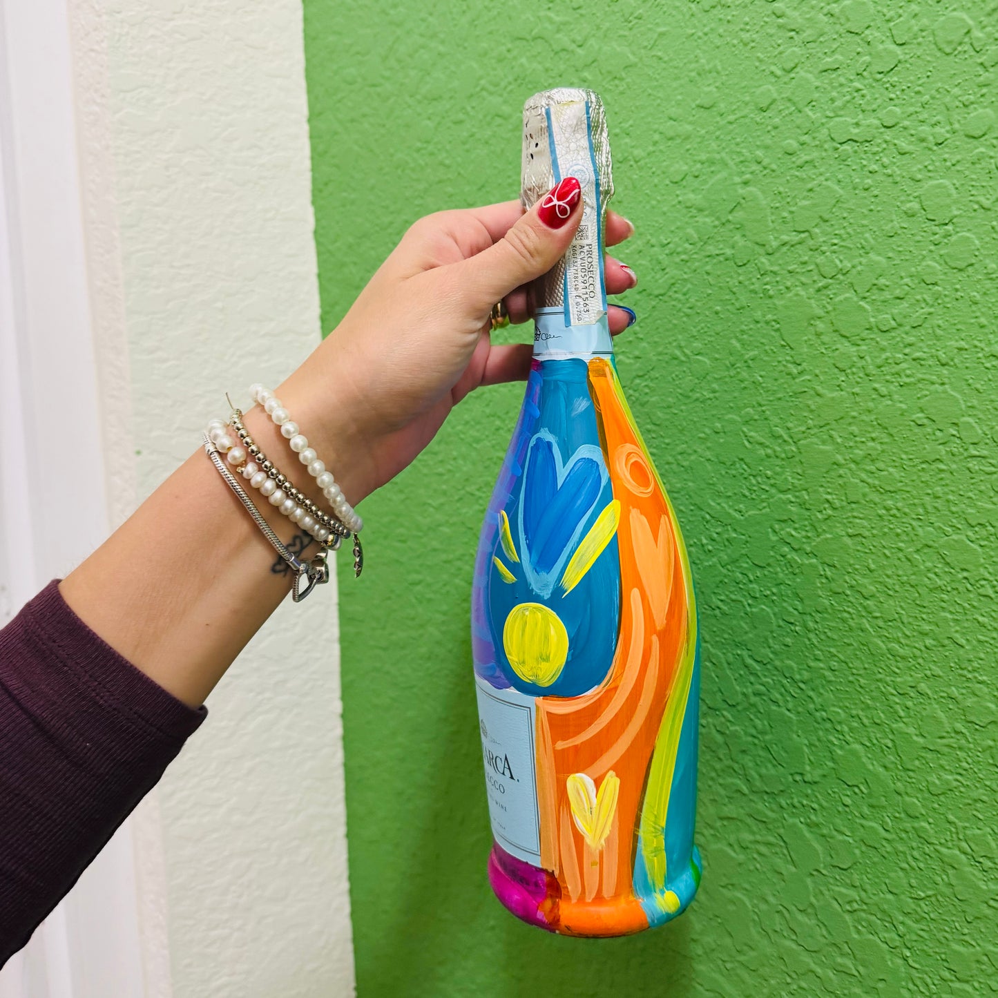 Painted Prosecco bottle