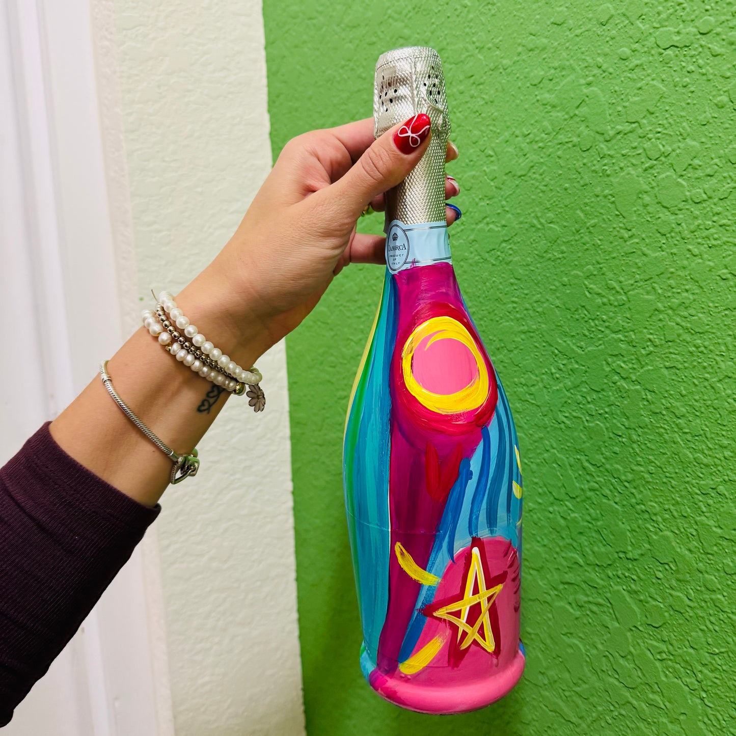 Painted Prosecco bottle