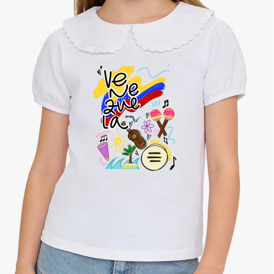 Girls Venezuela basic white T-shirt Hispanic heritage!
