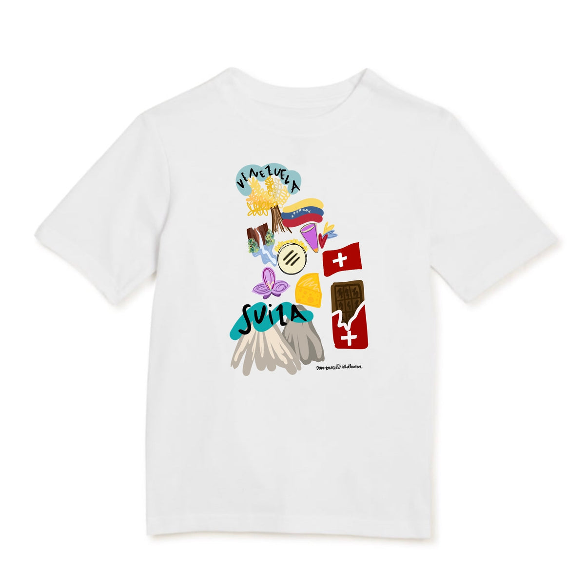 Kids Venezuela & Suiza heritage basic white T-shirt (unisex)
