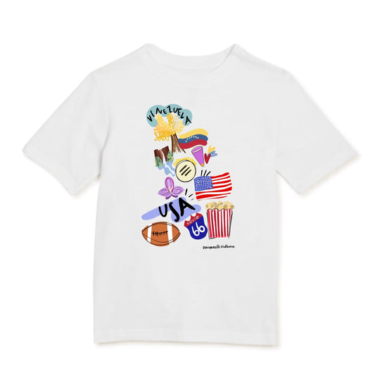 Kids Venezuela & USA heritage basic white T-shirt (unisex)