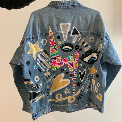 Adults customized, Hand-Painted Denim Jacket 🎨