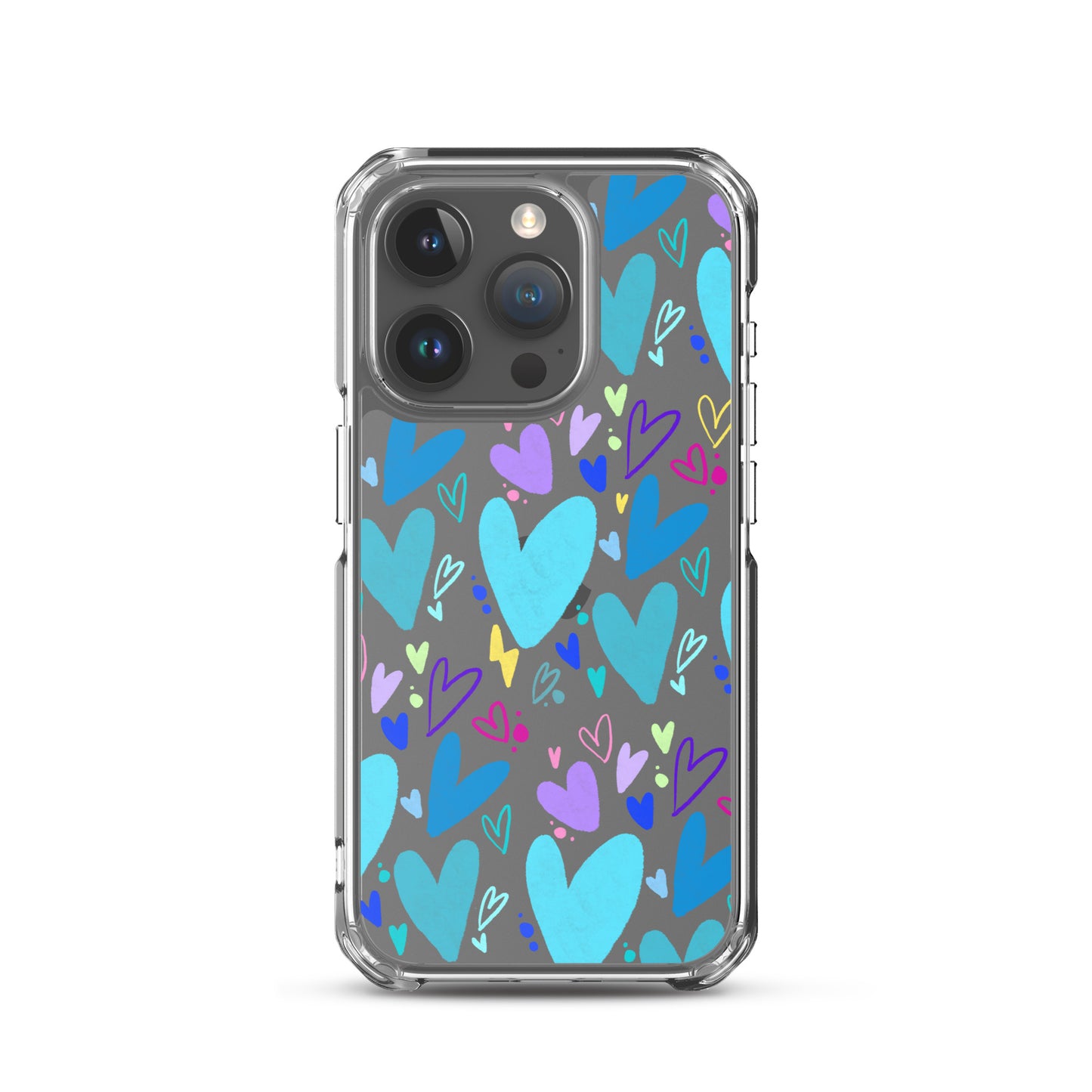 Blue Hearts Clear iPhone Case
