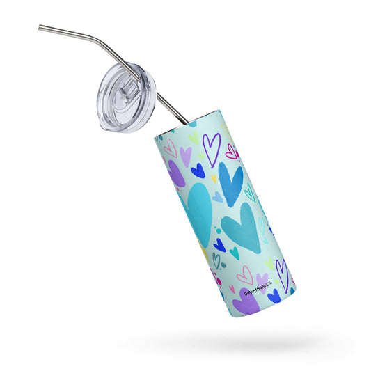 Stainless steel tumbler - Colorful hearts