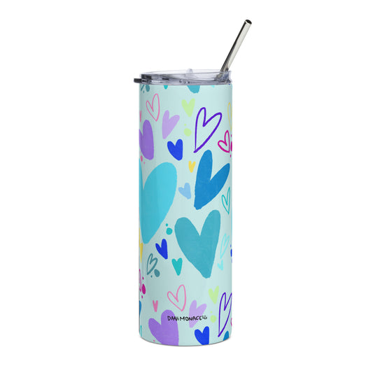 Stainless steel tumbler - Colorful hearts