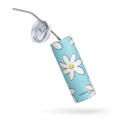 Stainless steel tumbler - Happy flowers blue