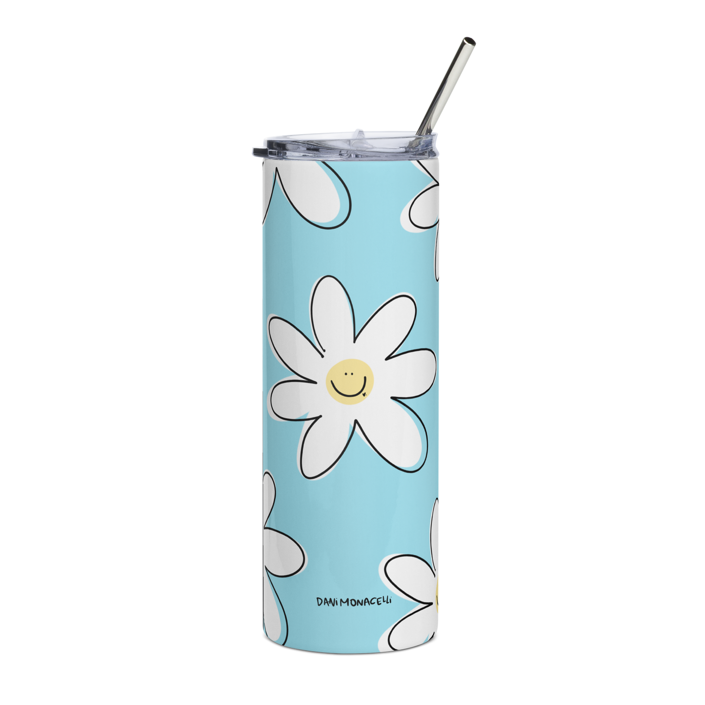 Stainless steel tumbler - Happy flowers blue